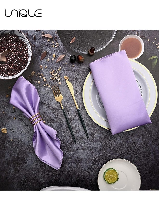 Unique - 10 Pcs Satin Napkins, Square Table Napkins, 17x17" Soft Dinner Napkins Elegant Silk Napkins for Dinner Wedding Parties, Soft Smooth Fabric Washable Napkins for Parties, Weddings and Dinners (Lavender) - Image 1