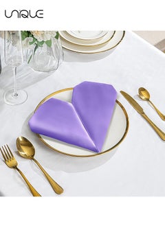 Unique 10 Pcs Satin Napkins, Square Table Napkins, 17x17" Soft Dinner Napkins Elegant Silk Napkins for Dinner Wedding Parties, Soft Smooth Fabric Washable Napkins for Parties, Weddings and Dinners (Lavender)  - Image 5
