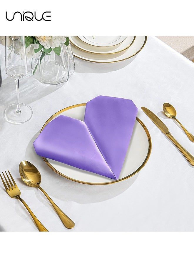 Unique 10 Pcs Satin Napkins, Square Table Napkins, 17x17" Soft Dinner Napkins Elegant Silk Napkins for Dinner Wedding Parties, Soft Smooth Fabric Washable Napkins for Parties, Weddings and Dinners (Lavender)  - Image 5