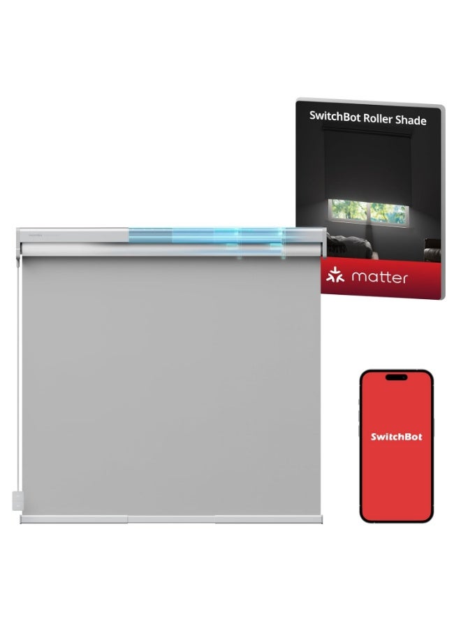 سويتش بوت SwitchBot Adjustable Roller Shade | Smart Automatic Blinds, Fits Any Window, Blackout Blinds for Windows Room Darkening Rolled Up Shades (58.5-80cm, Small) - White OR Grey - Image 1