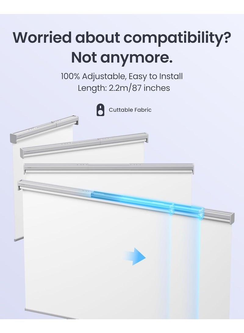 سويتش بوت SwitchBot Adjustable Roller Shade | Smart Automatic Blinds, Fits Any Window, Blackout Blinds for Windows Room Darkening Rolled Up Shades (58.5-80cm, Small) - White OR Grey - Image 2