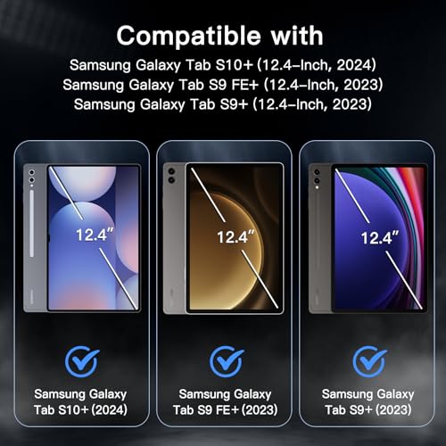 JETech Rotating Case for Samsung Galaxy Tab S10+ 2024/Tab S9 FE+/S9+ 2023 12.4-Inch with S Pen Holder, 360 Degree Rotation Protective Stand Cover Clear Back, Auto Wake/Sleep (Black) - Image 2