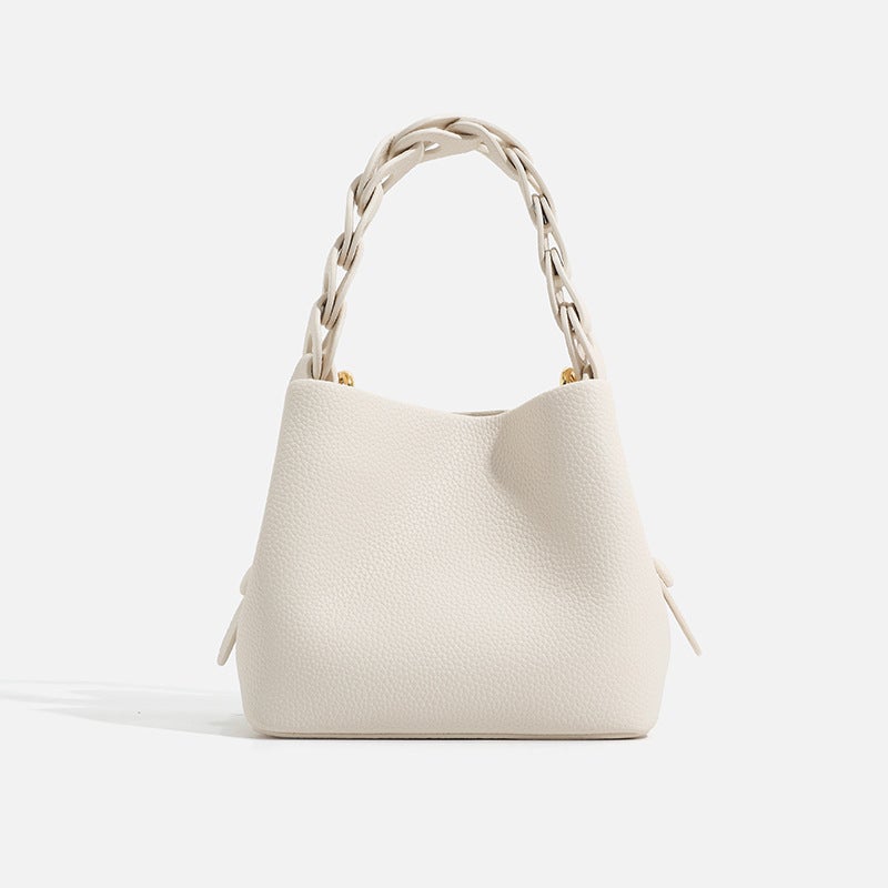 Niche High-End Food Basket Fashion Woven Bucket Bag Commuter Portable Shoulder Crosbody Bag - Image 1
