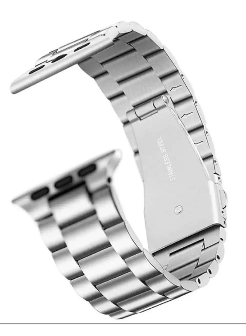 Stainless Steel Watch Band Chain Straps 42/44/45/49 mm Silver - Image 1