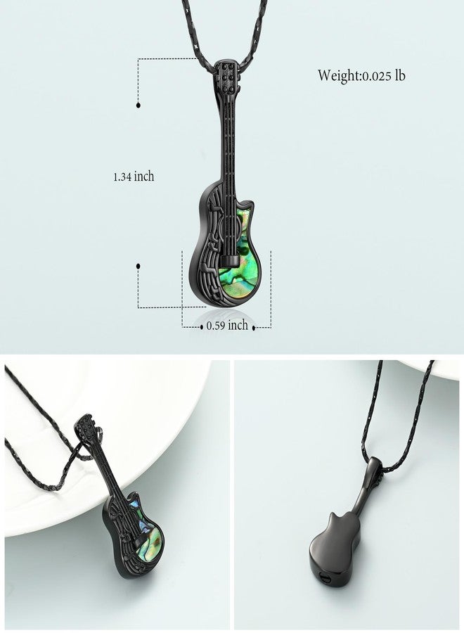 Imrsanl Cremation Jewelry for Ashes Guitar Urn Necklace for Women Men Guitarist Ashes Holder Funeral Keepsake Memorial Gifts of Loss Loved Ones (Black) - Image 2