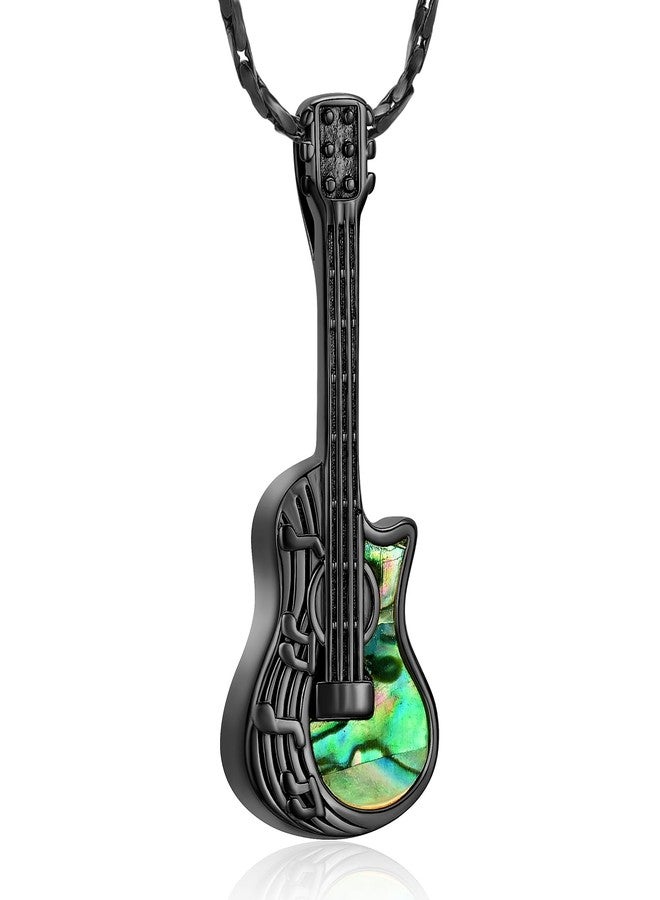 Imrsanl Cremation Jewelry for Ashes Guitar Urn Necklace for Women Men Guitarist Ashes Holder Funeral Keepsake Memorial Gifts of Loss Loved Ones (Black) - Image 1