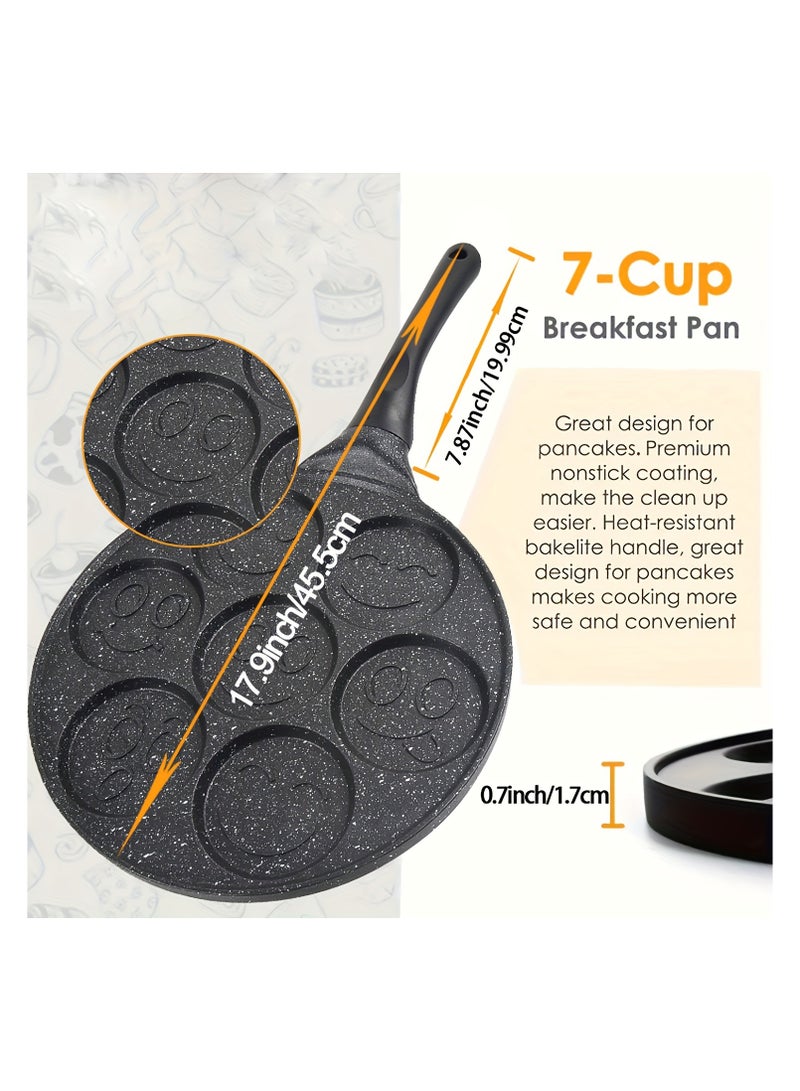 صينية بان كيك مانعة للالتصاق، صينية بان كيك 7 وجه مبتسم، صينية فطائر، صينية بيض 26 سم لمواقد الغاز - Image 2