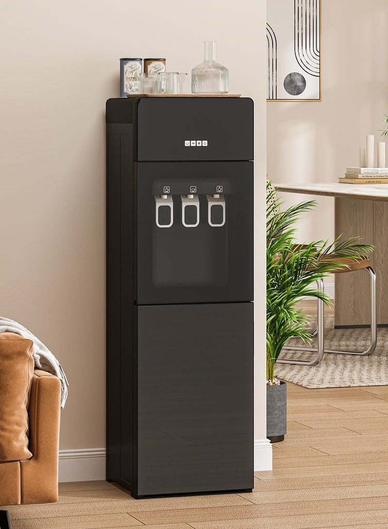 Amoyls Water Dispenser with 3-Temperature(Hot/Cold/Normal), Elegant Tempered Glass, Bottom-Mounted Bucket & Quiet for Office and Home, 95cm Height - Image 1