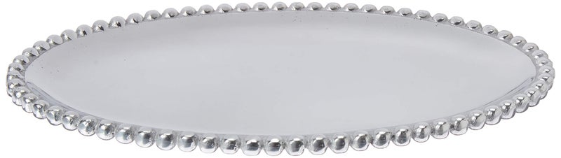 Mariposa Pearled Oval Platter | Silver | Brillante | Tableware | PLATTERS | Recycled SANDCAST Aluminum | Handmade in Mexico - Image 5