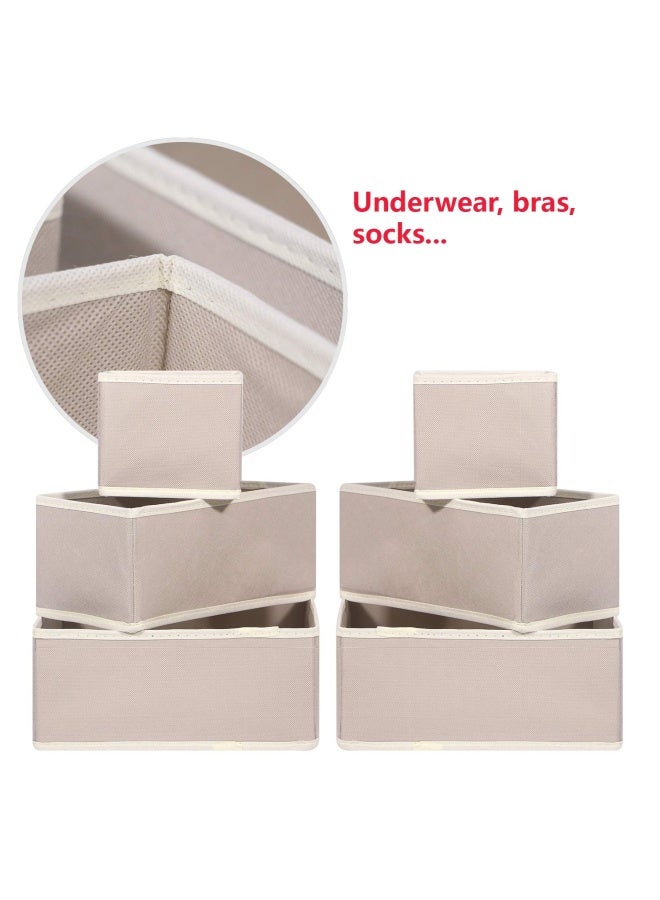 Diommell  9 Pack Foldable Cloth Storage Box Closet Dresser Drawer Organizer Fabric Baskets Bins Containers Divider For Baby Clothes Underwear Bras Socks Lingerie Clothing Beige 333  - Image 4