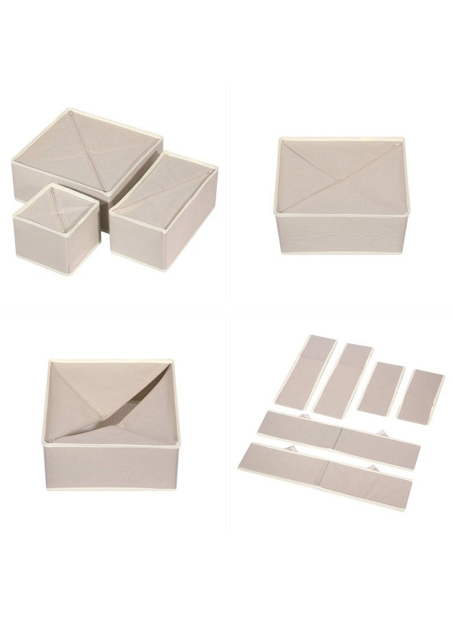Diommell  9 Pack Foldable Cloth Storage Box Closet Dresser Drawer Organizer Fabric Baskets Bins Containers Divider For Baby Clothes Underwear Bras Socks Lingerie Clothing Beige 333  - Image 3