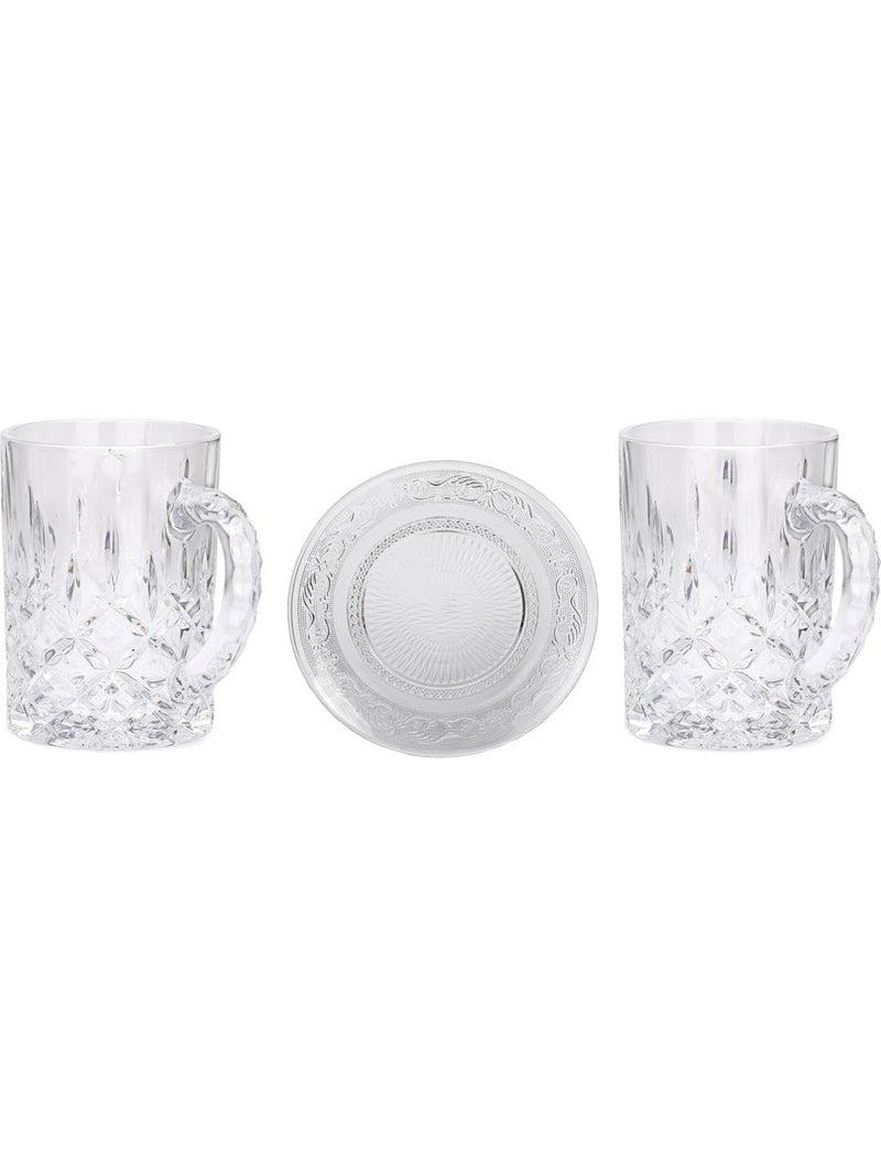 Somil Transparent Beer Somil Combo Set of 2 Transparent Beer Glass 1 Snack Plate Transparent Glass Round Multipurpose Snack Plate Set - Image 1