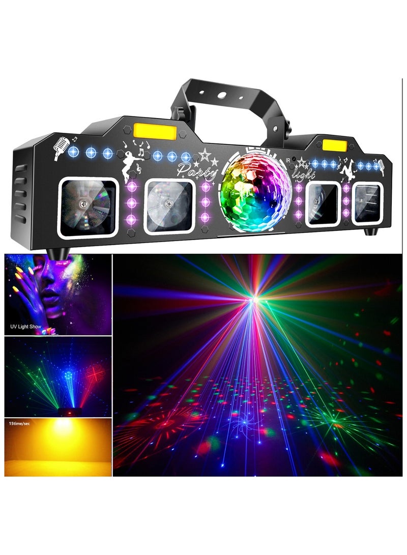 lanthour 6-in-1 Professional Party Lighting Set (with Remote Control) | UV RGB Effects | DMX and Sound Control | Ideal Stage Light for Parties, DJs, Clubs, and Halloween