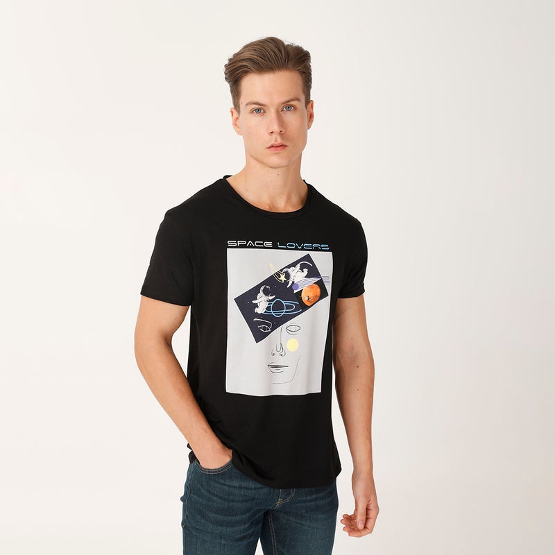 تيشيرت رجالي BiggDesign Faces Space Lovers - مقاس متوسط - Image 4