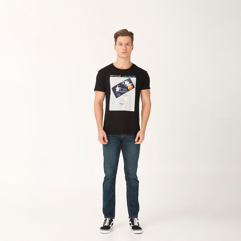 تيشيرت رجالي BiggDesign Faces Space Lovers - مقاس متوسط - Image 3