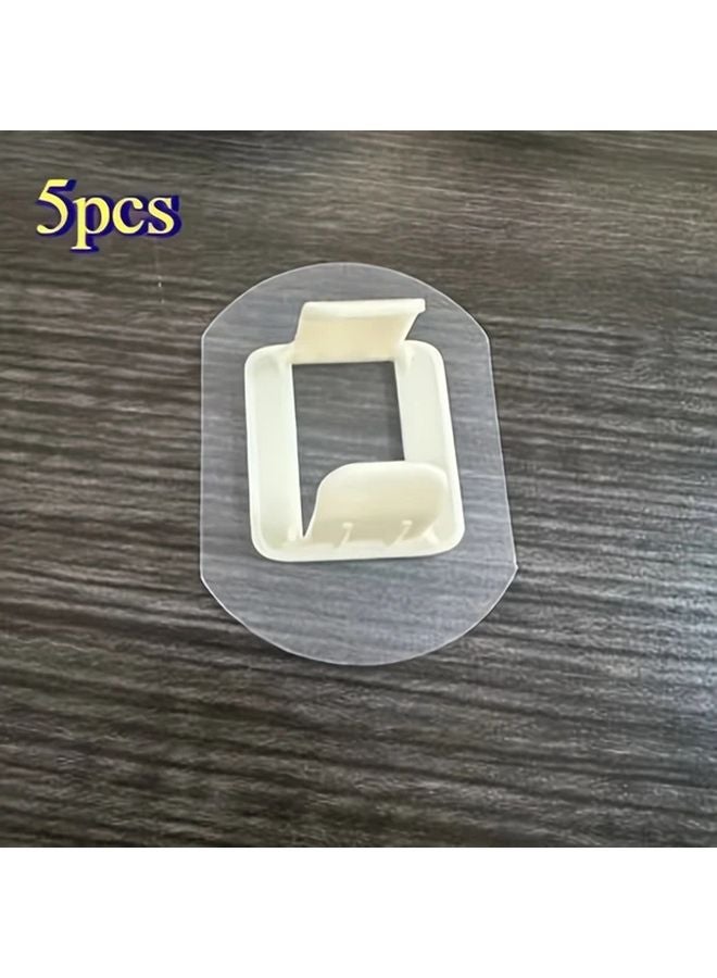 5pcs White Plastic Wall Mount Utility Hooks No Drill Fixing Buckle Easy Install - Image 1