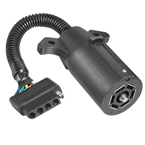 NEW SUN NEWSUN® 7 to 5 Pin Trailer Plug Adapter, 7 Way Round Plug Blade Connetor to 5 Way Flat Adapter, Wiring Harness Connector Plug, Versatile & Extendable Connection for Your Trailer, RV, Lighting - Image 1