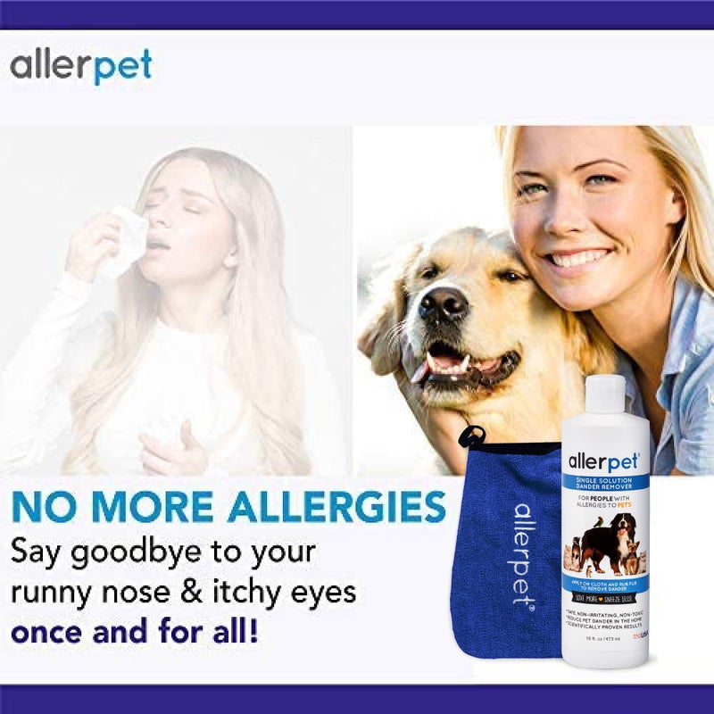 Allerpet حل Allerpet الفردي 16 أونصة سائلة زجاجة مزيل شعر الحيوانات الأليفة - يخفف من الحساسية - قفاز إضافي لتطبيق الحل بسهولة على حيوانك الأليف - Image 4