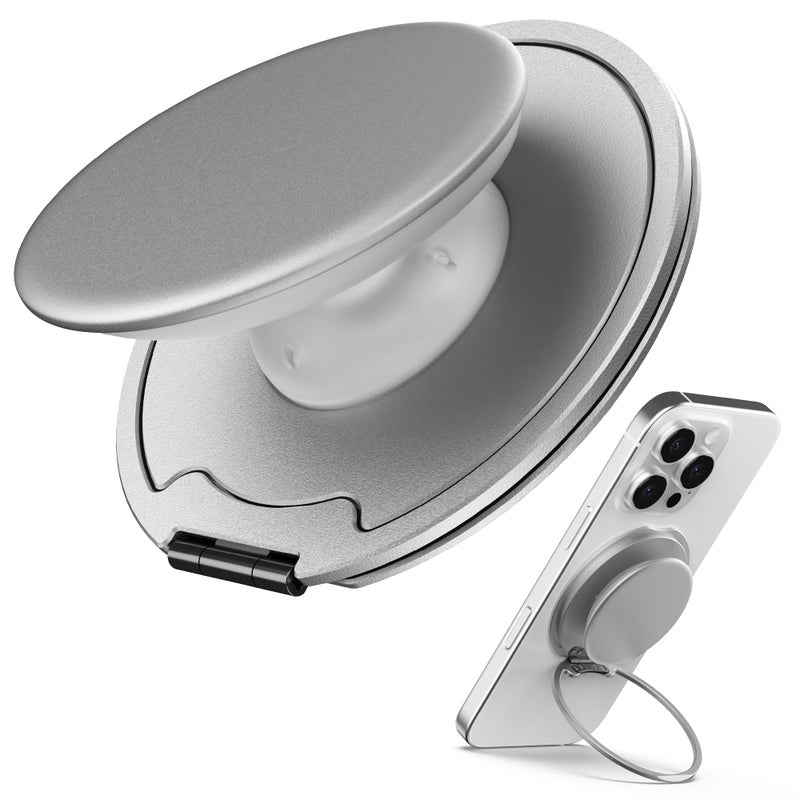 Sinjimoru for MagSafe Phone Grip 3000G Magnetic Hold Soft Silicone Comfort Metal Plate Included iPhone 1716151413 MTap Tok Ring Stand Silver - Image 3