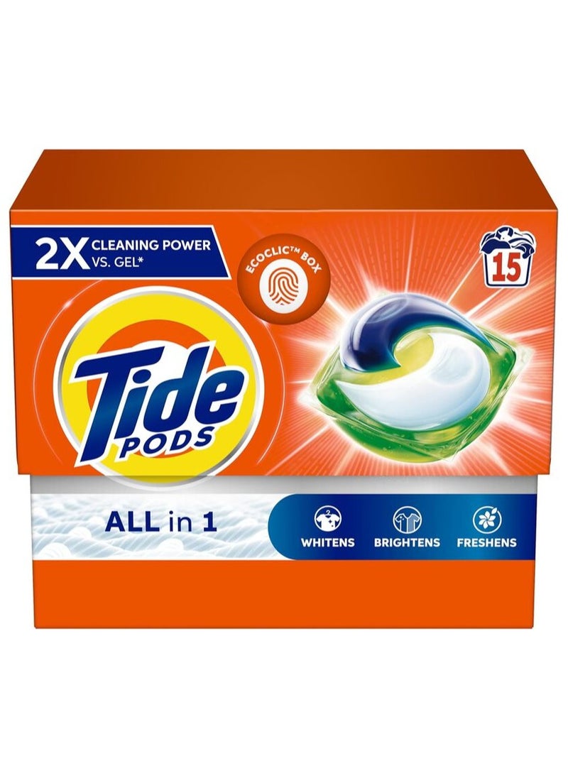 Tide Tide Original All In One Laundry Detergent Pods Whitens Brightens Freshens 15 Count pack of 2 