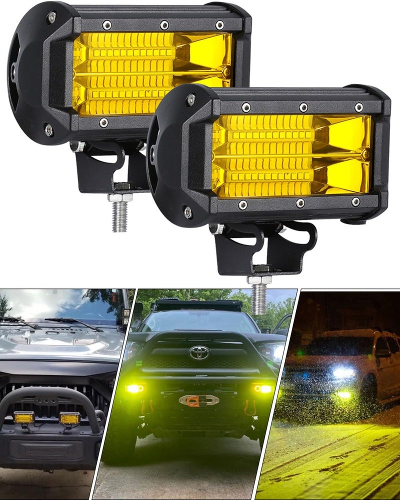 Chelhead 5 Inch 72W Yellow Fog Lights - LED Light Bar for Off-Road Vehicles - Image 1