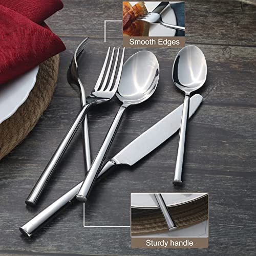 Alata Potter 40-Piece Forged Silverware Set Stainless Steel Flatware Set Cutlery Set, Service for 8, Mirror Finish, Dishwasher Safe - Image 3