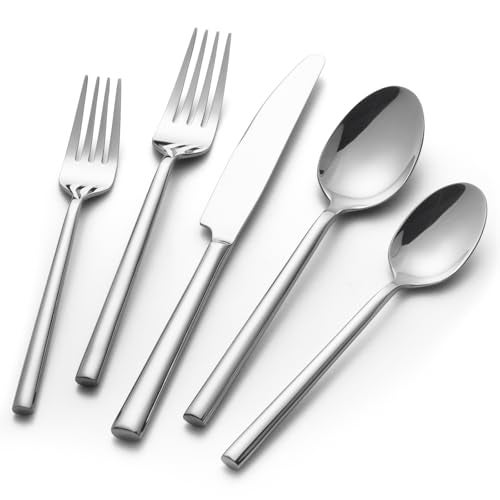 Alata Potter 40-Piece Forged Silverware Set Stainless Steel Flatware Set Cutlery Set, Service for 8, Mirror Finish, Dishwasher Safe - Image 1