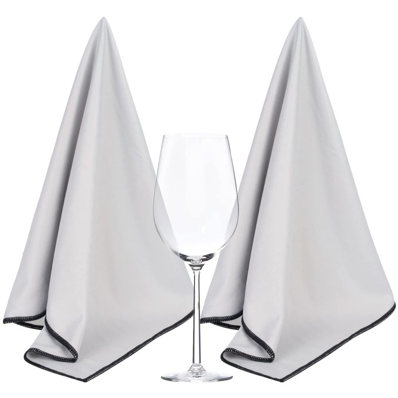 SINLAND Microfiber Glass Polishing Cloths Large Size Thick Lintless Drying Towels for Wine Glasses Stemware Dishes Stainless Appliances 20 Inch X 25 Inch Pack of 2 Grey - Image 1