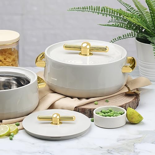 Selvel Elegance Grey Colour Casserole Set Of 3 | BPA Free | And Comes With A Lid & Handle| Keeps Food Hot & Fresh For Long Hours| Suitable For Chapati, Roti, Biryani, Pulao And More - Image 3
