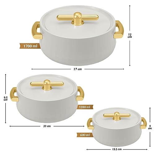 Selvel Elegance Grey Colour Casserole Set Of 3 | BPA Free | And Comes With A Lid & Handle| Keeps Food Hot & Fresh For Long Hours| Suitable For Chapati, Roti, Biryani, Pulao And More - Image 2