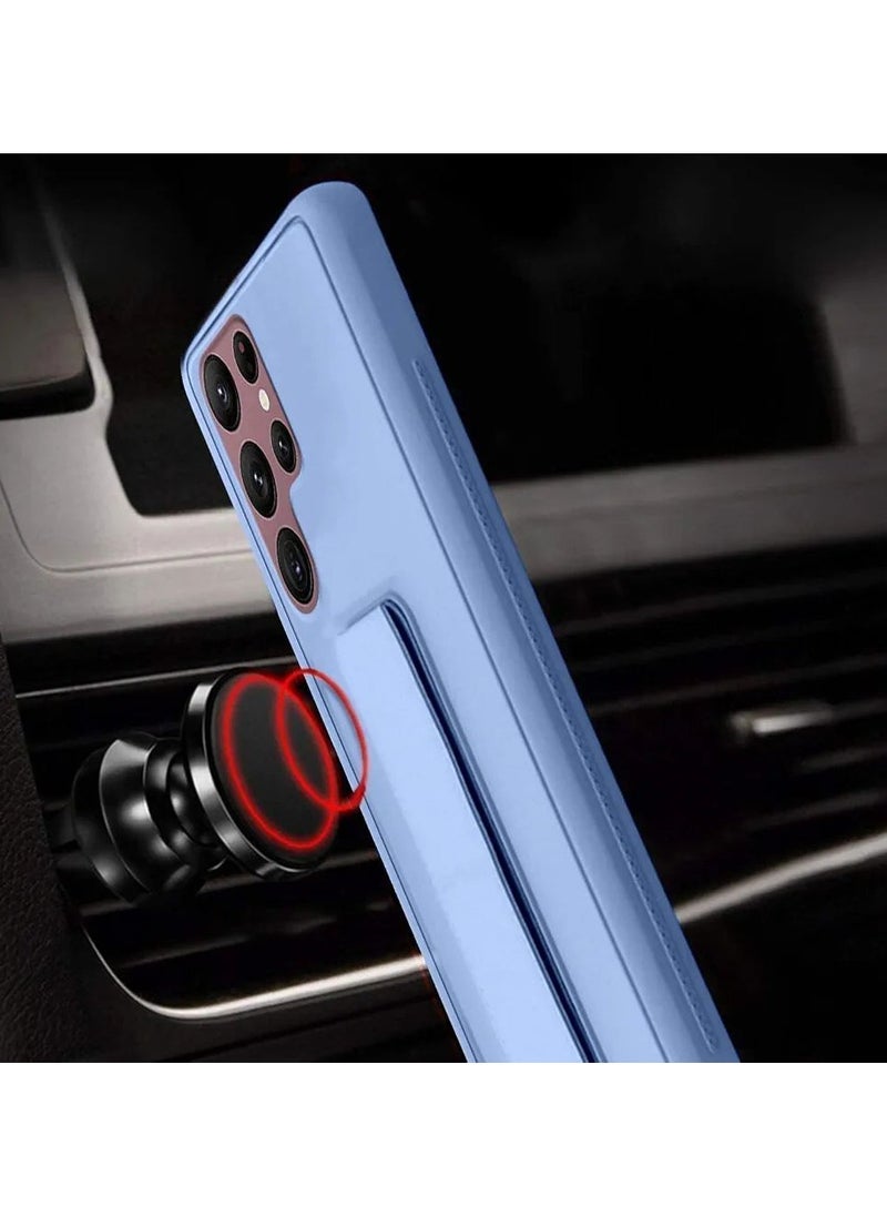 Denx Magnetic Case for Samsung Galaxy S24 Ultra, Back Stand Case Magnetic Car Holder, Premium Silicone Horizontal & Vertical Kickstand, with Multi Stand for Samsung Galaxy S24 Ultra (Light Blue)  - Image 2