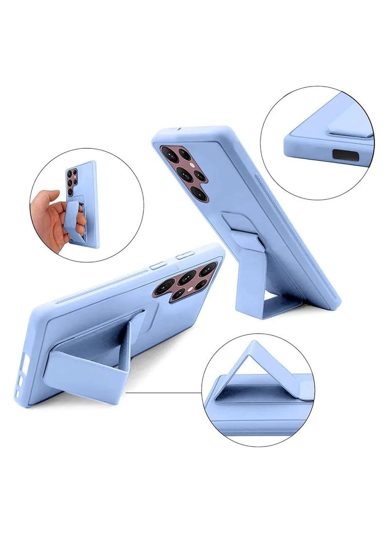 Denx Magnetic Case for Samsung Galaxy S24 Ultra, Back Stand Case Magnetic Car Holder, Premium Silicone Horizontal & Vertical Kickstand, with Multi Stand for Samsung Galaxy S24 Ultra (Light Blue)  - Image 4