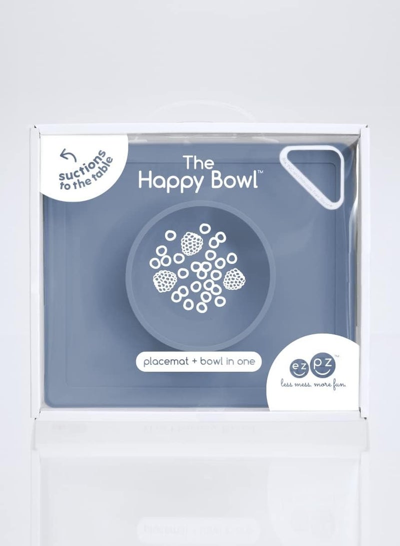ezpz Happy Bowl 24 Months + 100% Silicone Suction Plates For Babies - Baby Plate - Bowl With Built-In Placemat For Toddlers And Preschoolers - Indigo - Image 2