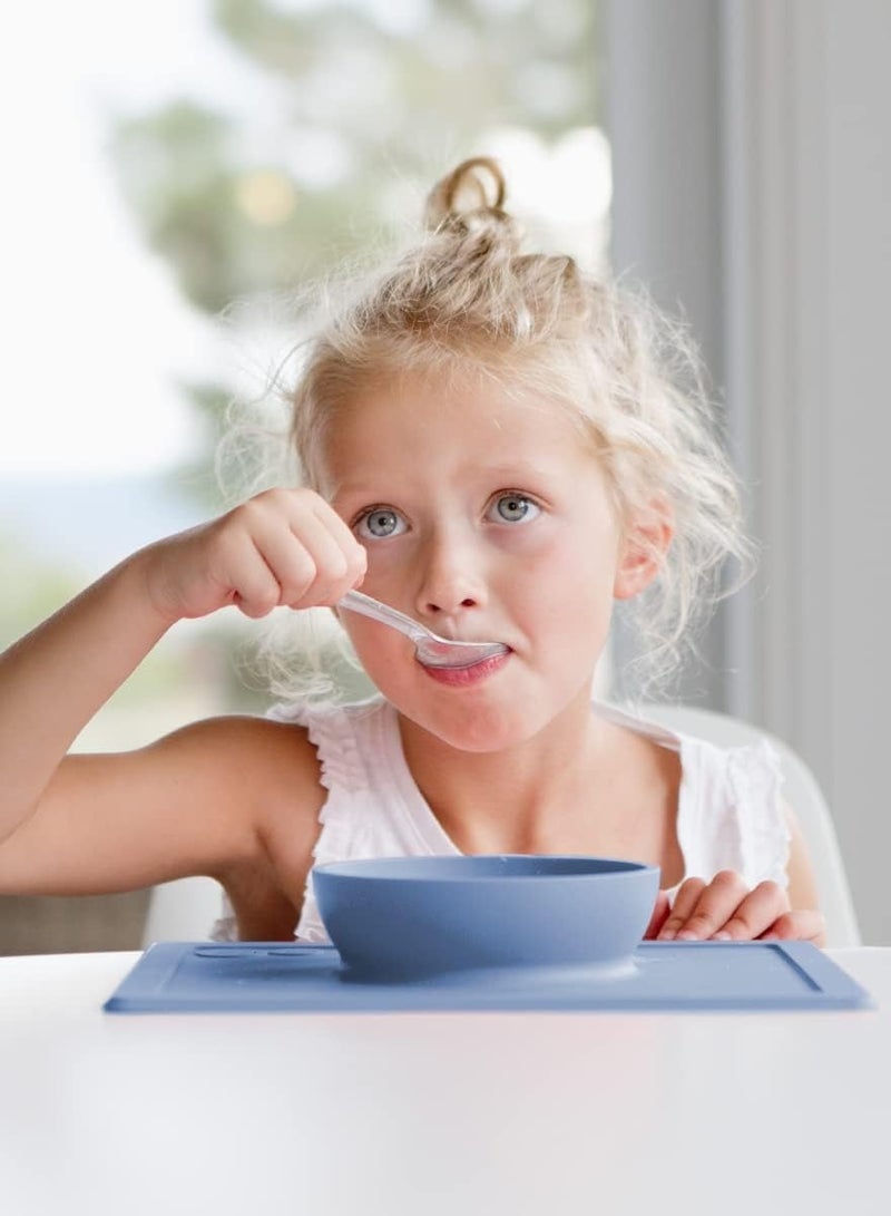 ezpz Happy Bowl 24 Months + 100% Silicone Suction Plates For Babies - Baby Plate - Bowl With Built-In Placemat For Toddlers And Preschoolers - Indigo - Image 4