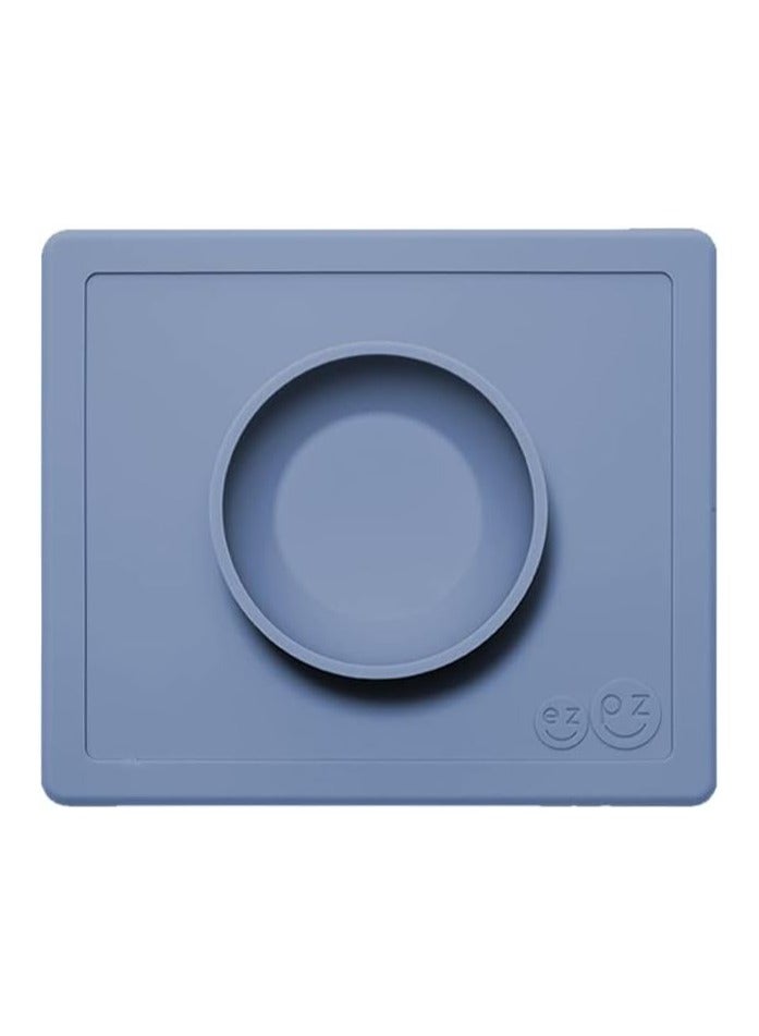 ezpz Happy Bowl 24 Months + 100% Silicone Suction Plates For Babies - Baby Plate - Bowl With Built-In Placemat For Toddlers And Preschoolers - Indigo - Image 1