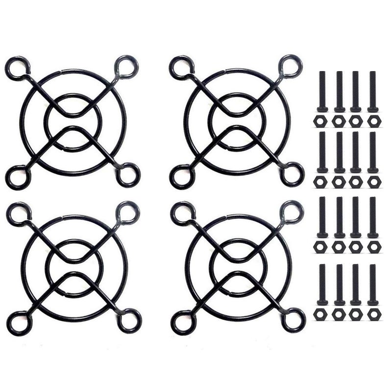 Easycargo 4pcs 40mm Black Fan Grill/Guard with Screws + Nuts (4 Pack) - Image 1