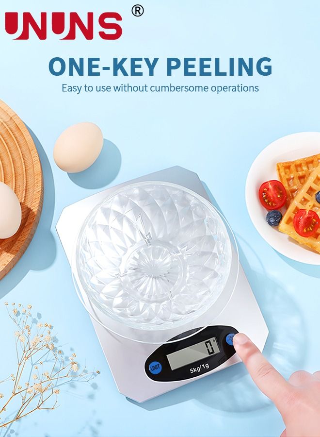UNUNS ميزان مطبخ رقمي، دقة 5 كجم × 1 جرام، ميزان متين لمطبخ الطعام الرقمي للخبز والمجوهرات والأعشاب والتوابل وتحويل 3 وحدات ووظيفة الفارغة - Image 4