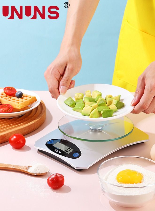 UNUNS ميزان مطبخ رقمي، دقة 5 كجم × 1 جرام، ميزان متين لمطبخ الطعام الرقمي للخبز والمجوهرات والأعشاب والتوابل وتحويل 3 وحدات ووظيفة الفارغة - Image 2