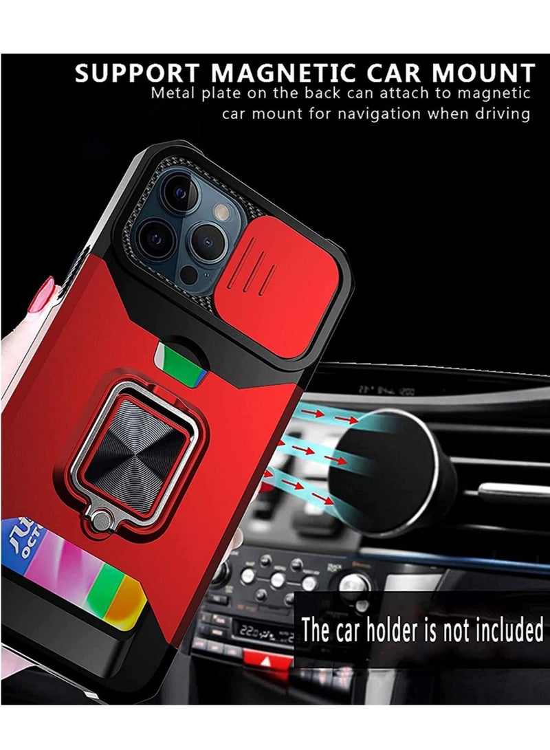 كابتن تيك Designed for iPhone 13 Pro Case with Slide Camera Cover Kickstand Card Holder Slot, Military Grade Heavy Duty Shock Absorption Protective Phone Case with Magnetic Ring Stand - Image 3