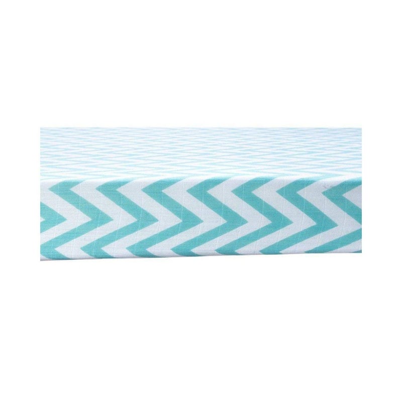 Theoni 100% Organic Cotton Muslin Cappadocia Dreams Blue Fitted Crib/Cot Sheets (Chevron Love) - Image 3
