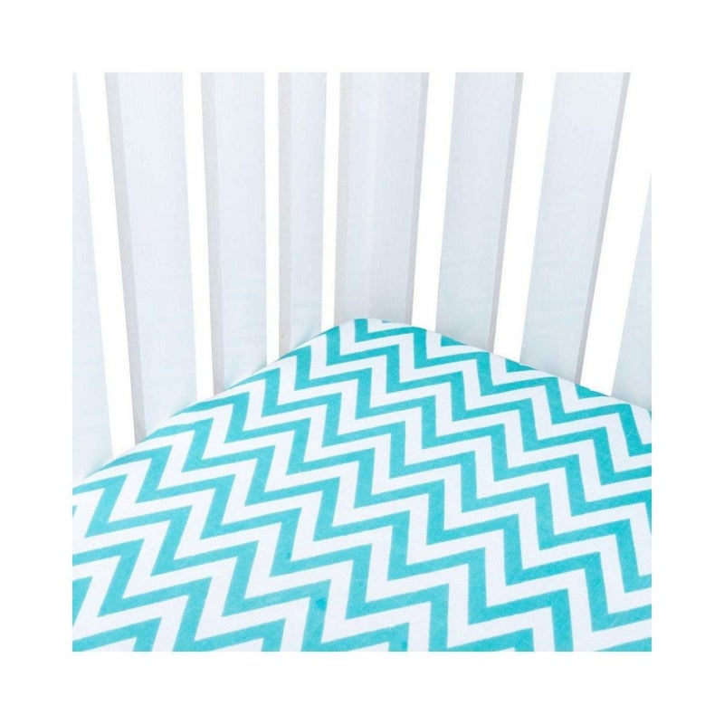Theoni 100% Organic Cotton Muslin Cappadocia Dreams Blue Fitted Crib/Cot Sheets (Chevron Love) - Image 2