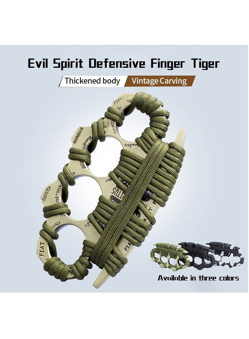 1 زوج من الخواتم المعدنية السميكة والعريضة، بقبضات حديدية تكتيكية لأغراض البقاء، أداة متعددة الوظائف للدفاع عن النفس، خاتم بأربع أصابع، فضي - Image 3