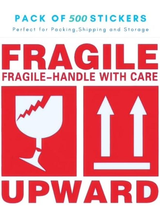 MOMENT [500 Pcs] Large Fragile Stickers Handle with Care Warning, 10 * 10CM Fragile Stickers Handle with Care Warning Packing Shipping Label for Delicate Items - Strong Adhesive - Image 3