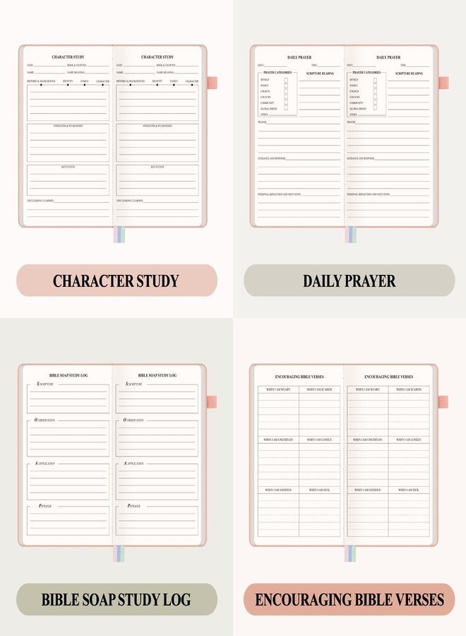 AKONEGE Bible Study Journal - Church Notes Notebooks Guided Bible Study Supplies Notebook for Note Taking & Reflection, Hardcover Daily Faith & Prayer Journal for Women, 5.8" x 8.3", Pink - Image 5