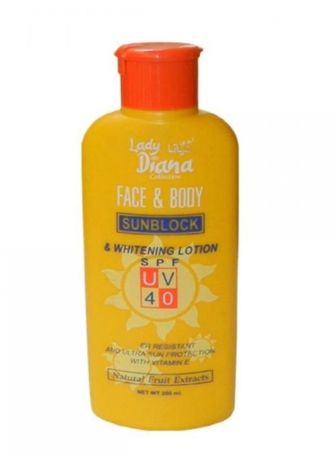 Lady Diana Face & Body Sunblock and Whitening Lotion SPF 40, 200ml
