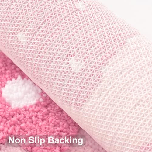 Anybar Pink Bathroom Rugs Cute Strawberry Flower Bath Mat Bathroom Accessories, Funny Colorful Non Slip Floor Bath Rug Machine Washable Bathmat Soft Microfiber Carpet for Shower, Bathtub (18x25 inch) - Image 5