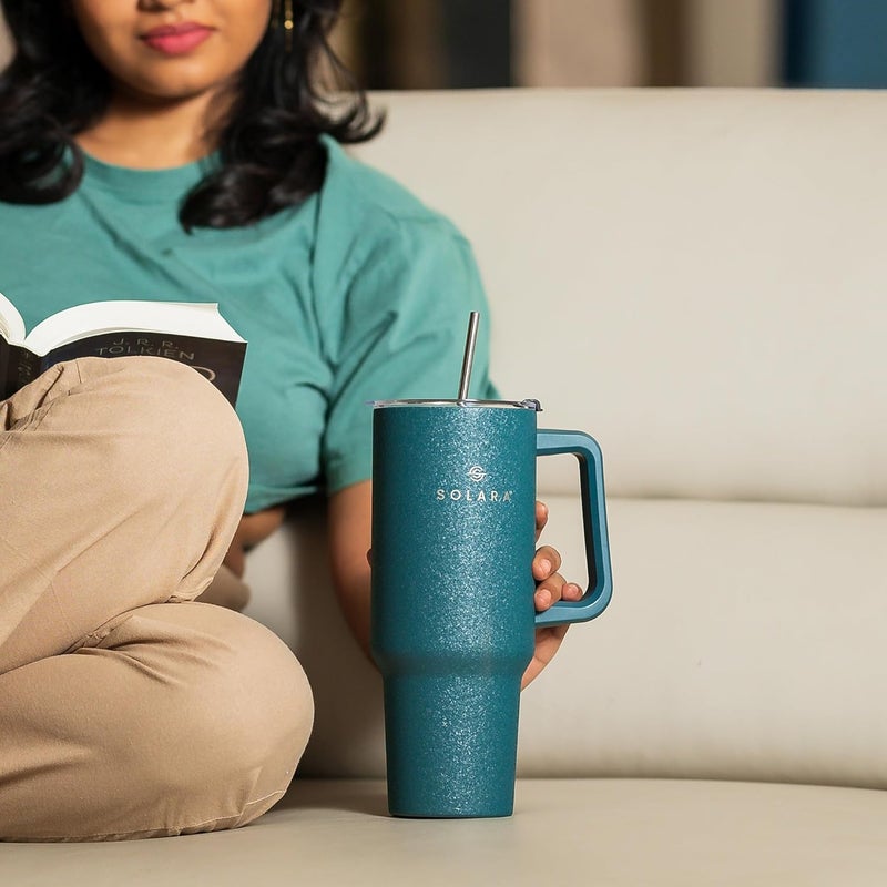 SOLARA Elixir 40oz Tumbler for Hot and Cold, 1200ml Insulated Tumbler with Lid, Stainless Steel Tumbler with Straw, Travel Tumbler, Coffee Mug for Office, Home, 1200ml, 40oz, Dusky Pink - Image 5
