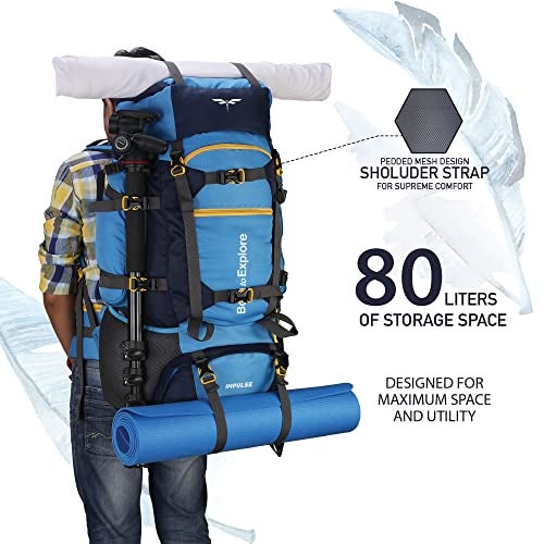 Impulse Sky Rucksack - 80 Litre Travel & Hiking Blue Backpack, Men's Bag with 1 Year Warranty, One Size - Image 5