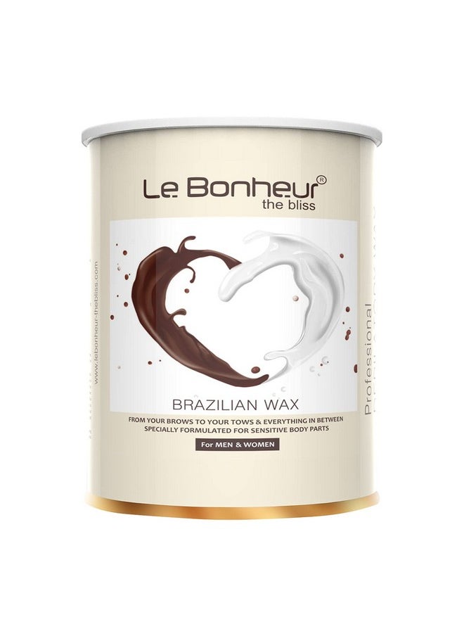 لو بونير - شمع برازيلي قابل للذوبان في الدهون من Le Bonheur | للوجه - الشفاه العلوية - الذراعين - الساقين - خط البكيني، تحت الإبطين والجسم بالكامل | للرجال والنساء | شوكولاتة بيضاء | جل ما قبل الشمع مجانًا 45 مل + زيت ما بعد الشمع 30 مل | 500 جرام (عبوة من 3 قطع) - Image 1