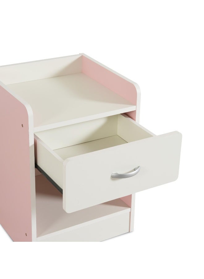 Pan Home Bella Kids Nightstand With 1 Drawer And Storage - Pink  - Image 1